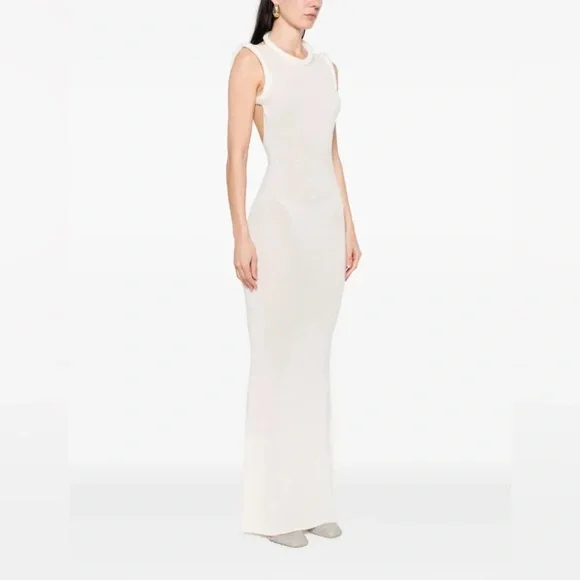 NEW Aya Muse Aura Ivory Cream Silk Wool Cashmere Sleeveless Dress Large - Picture 15 of 15